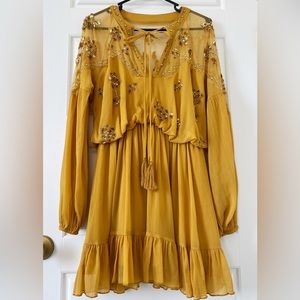 ASOS DESIGN Soft Chiffon Mini Dress with Floral Embellishment
